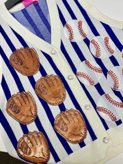 QUEEN OF SPARKLES:  ROYAL & WHITE STRIPE BASEBALL TANK VEST