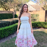 PORTOFINO DAYS FLORAL EYELET MIDI DRESS