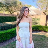 PORTOFINO DAYS FLORAL EYELET MIDI DRESS