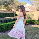 PORTOFINO DAYS FLORAL EYELET MIDI DRESS