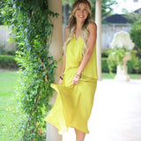 SOCIAL SCENE CHARTREUSE SILK BLOUSE