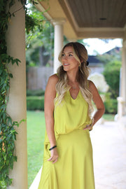 SOCIAL SCENE CHARTREUSE SILK SWING SKIRT