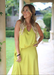 SOCIAL SCENE CHARTREUSE SILK BLOUSE