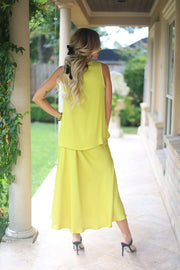 SOCIAL SCENE CHARTREUSE SILK BLOUSE