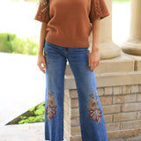 BAYEAS HIGH RISE EMBROIDERED JEANS