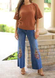BAYEAS HIGH RISE EMBROIDERED JEANS