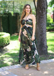 COSTA RICAN SUNSETS FLORAL MAXI DRESS