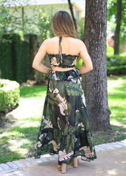COSTA RICAN SUNSETS FLORAL MAXI DRESS
