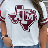 SIDELINE SCORE  MAROON SEQUIN TEE