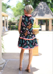 BOTANIC BASH RUFFLE COLLAR PRINT DRESS