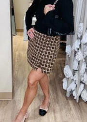 CHECK YES OR NO BLACK & BROWN TWEED SKORT