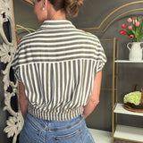 CLASSIC LOOK OLIVE STRIPE TOP