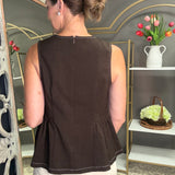 WITHOUT HESITATION BROWN PEPLUM TOP