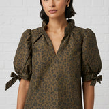 CALL OF THE WILD ANIMAL PRINT PUFF SLEEVE TOP