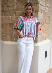 DREAMY MOOD BALLOON SLEEVE EMBROIDERED TOP