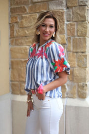 DREAMY MOOD BALLOON SLEEVE EMBROIDERED TOP