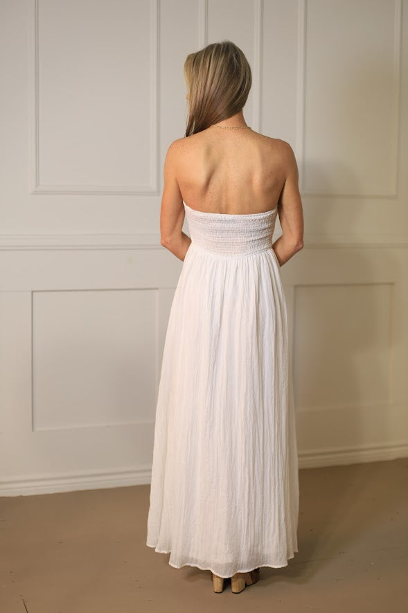 GRACEFUL APPEARANCE TUBE SMOCKED TIE DRESS