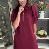 LEADING THE WAY PLEATED TRIM DRESS
