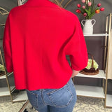 WORTH TALKING ABOUT RED SWEATER TOP