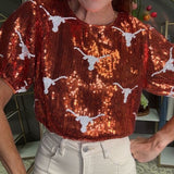 FOR THE WIN SEQUIN CROP TOP - AGGIES OR LONGHORNS