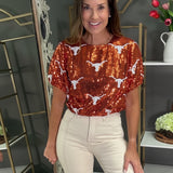 FOR THE WIN SEQUIN CROP TOP - AGGIES OR LONGHORNS