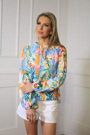 SUNFLOWER FIELDS LONG SLEEVE FLORAL BLOUSE