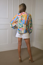 SUNFLOWER FIELDS LONG SLEEVE FLORAL BLOUSE