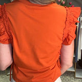 GAME DAY CUTIE RUFFLE TOP - AGGIES OR LONGHORNS