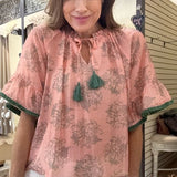 SWEET INTENTIONS PALE PINK TASSLE BLOUSE