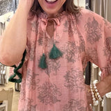 SWEET INTENTIONS PALE PINK TASSLE BLOUSE