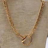 WESTERN CHARM HORSE BIT STATEMENT NECKLACE - GOLD OR SILVER
