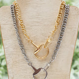 WESTERN CHARM HORSE BIT STATEMENT NECKLACE - GOLD OR SILVER