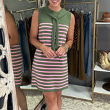 ALL TIED UP CARDIGAN STRIPED DRESS