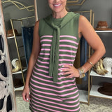 ALL TIED UP CARDIGAN STRIPED DRESS