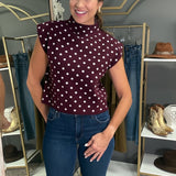 DOT YOUR CALENDAR SWEATER TOP - CAMEL OR BURGUNDY