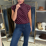 DOT YOUR CALENDAR SWEATER TOP - CAMEL OR BURGUNDY