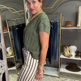 STRIPE A POSE OLIVE STRIPE PANTS