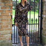 OFFICE TO EVENING FRONT TIE MIDI DRESS