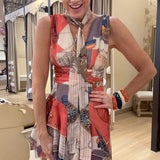 GENTLE GRACE ASYMMETRICAL RUFFLE SCARF DRESS