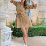 SIMPLY SWEET CAMEL COTTON DRESS