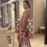 GENTLE GRACE ASYMMETRICAL RUFFLE SCARF DRESS