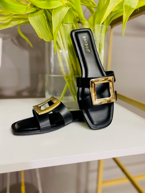 STARTING THE DAY BLACK METAL BUCKLE SLIDES