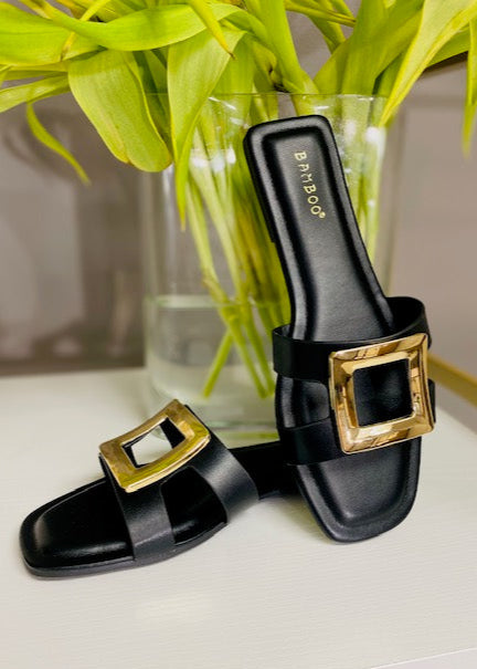 STARTING THE DAY BLACK METAL BUCKLE SLIDES
