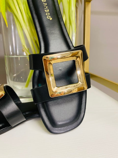 STARTING THE DAY BLACK METAL BUCKLE SLIDES