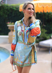 SEASHELLS BY THE SEASHORE PRINT WRAP DRESS