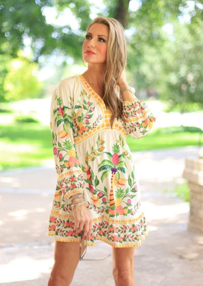 TROPICAL GETAWAY LONG SLEEVE DRESS