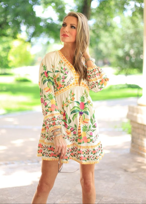 TROPICAL GETAWAY LONG SLEEVE DRESS