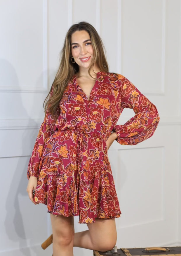 FOREVER DAYDREAMING CHIFFON FLORAL DRESS