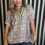 WELL READ OLIVE GREEN BOHO TOP