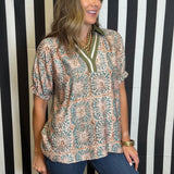 WELL READ OLIVE GREEN BOHO TOP